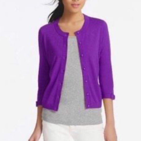 KATE SPADE LIVE COLORFULLY Woman's Purple Silk/Cotton Cardigan Sweater, Small - Picture 1 of 11